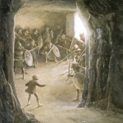Bilbo en la cueva de los tragos