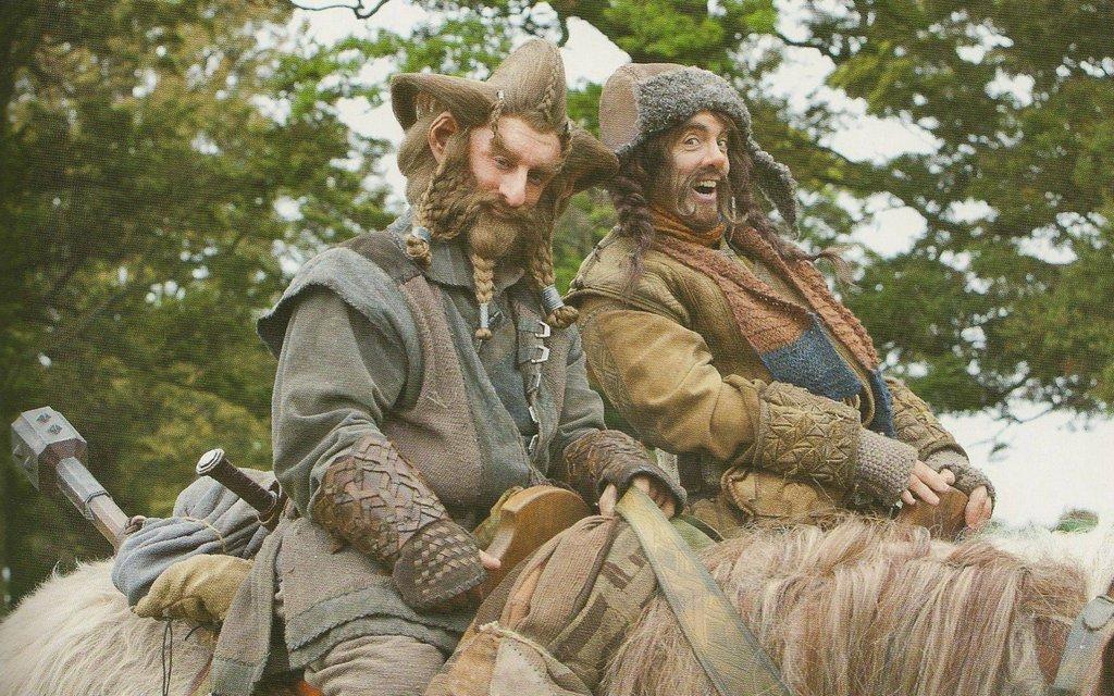 Jed Brophy y James Nesbitt en el rodaje de El Hobbit