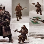 Diseños conceptuales de las armaduras de Dori, Glóin, Bofur, Bifur y Dwalin