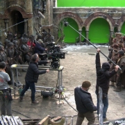 Preparación del rodaje de una escena de batalla