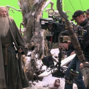 Ian McKellen rodando una escena de batalla