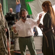 Lee Pace, Peter Jackson y Evangeline Lilly