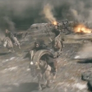 Thorin, Fili, Kili y Dwalin a la carga