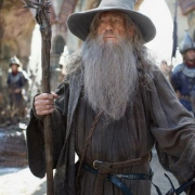 Gandalf en Valle con los supervivientes de Esgaroth