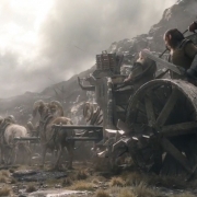Balin, Dwalin, Fili y Kili llegan en un carro