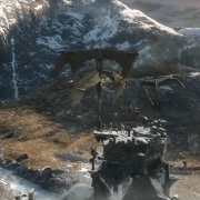 Azog dirige a sus fuerzas desde la Colina del Cuervo