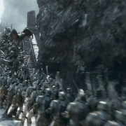 Legolas acaba con un grupo de Orcos