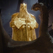 Smaug y la estatua de oro de Thrór Smaug y la estatua de oro de Thrór