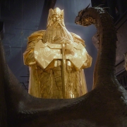 Smaug y la estatua de oro de Thrór