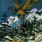 Las Águilas rescatan a Gandalf, Bilbo y los Enanos de los Wargos