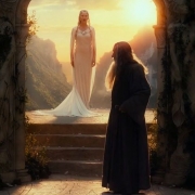 Galadriel y Mithrandir en Rivendel