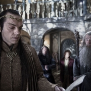 Elrond, Thorin, Bilbo y Gandalf en Rivendel