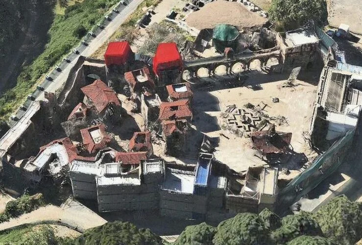 Vista aérea del decorado de Valle de las películas de El Hobbit