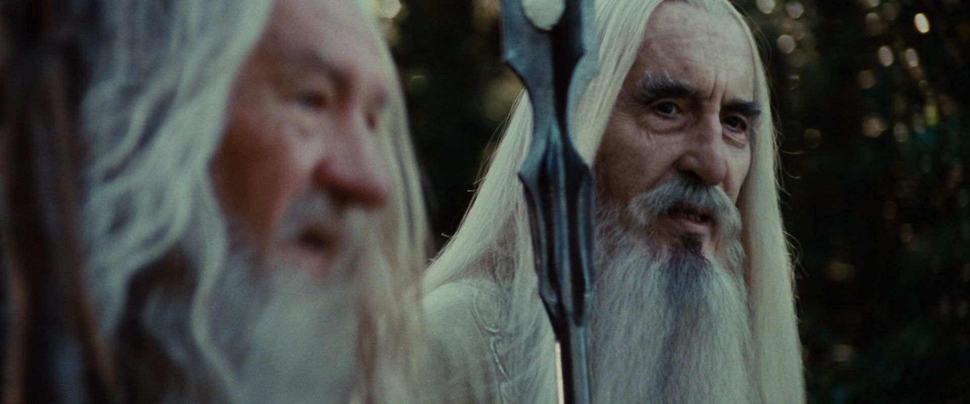 Ian McKellen y Christopher Lee en El Señor de los Anillos