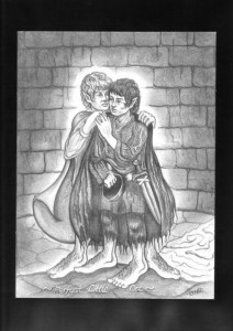 Frodo y Sam disfrazados de Orcos en Cirith Ungol, según Karin Brouwer