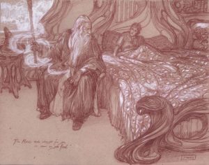 Gandalf y Frodo en Rivendel, según Donato Giancola