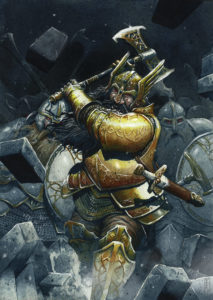 Thorin sale a la batalla, según el artista español Edu Rodríguez