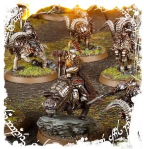 Dáin y los jinetes enanos en cabra de las Colinas de Hierro de Games Workshop