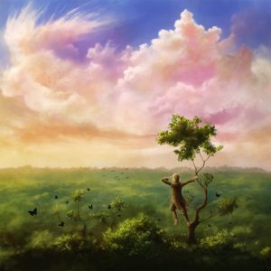 Bilbo trepa a un árbol en el Bosque Negro, según el artista canadiense Corbin Hunter