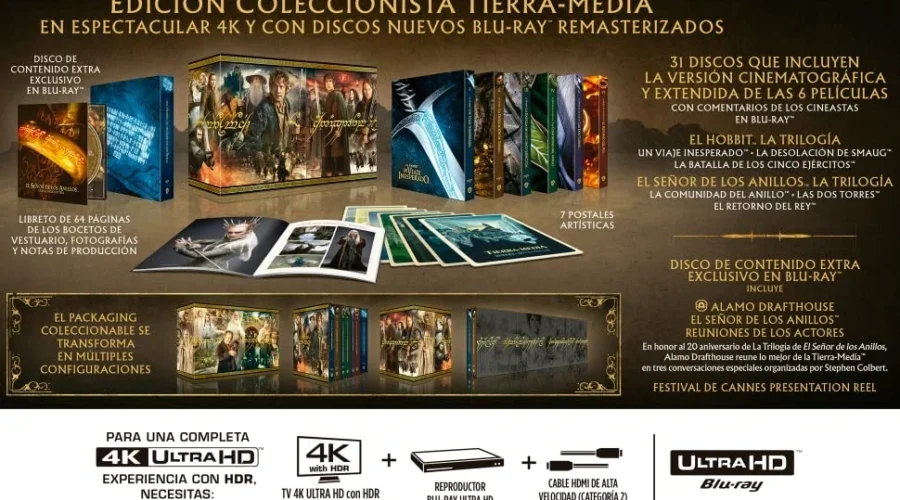 Ya se puede reservar el pack con las trilogías de ‘El Señor de los Anillos’ y ‘El Hobbit’ en Blu-ray 4K Ultra HD.