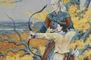 Beleg Cuthalion y un joven Turin Turambar (ilustración de la artista Elena Kukanova)