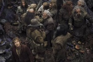 Bilbo y los Enanos en el interior del Bosque Negro