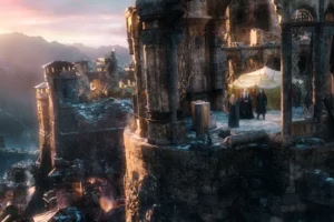 Gandalf, Thranduil y Bardo en Valle