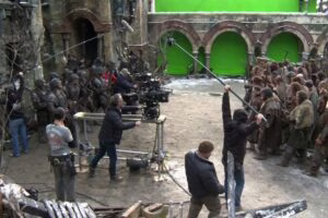 Preparación del rodaje de una escena de batalla