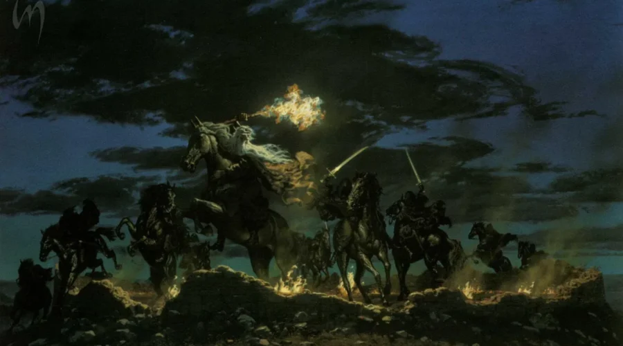 03-10-3018 Gandalf es atacado por los Nazgûl en la Cima de los Vientos. Trancos y los hobbits ven relámpagos en la Cima de los Vientos