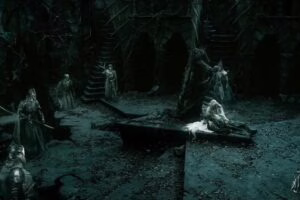 Los Nazgûl rodean a Gandalf y Galadriel