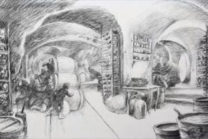 Boceto de la bodega de Thranduil