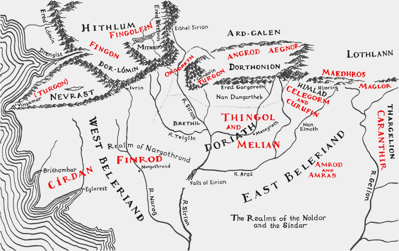 De Beleriand y sus reinos