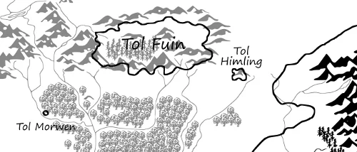 Ubicación aproximada (hipotética) de Tol Morwen.