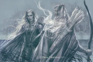 Elena Kukanova - Celegorm and Beleg at the gates of Mandos