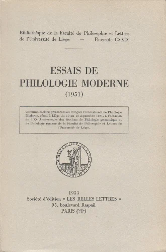 Essais de philologie moderne (1951)