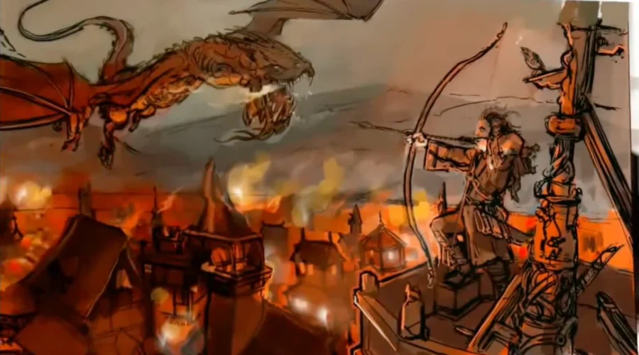 21-10-2941 Bardo mata a Smaug con la Flecha Negra y el dragón cae sobre Esgaroth, destruyendo la ciudad.