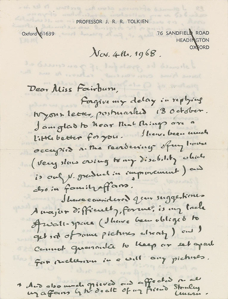 Carta a Mary Fairburn (4 de noviembre de 1968)