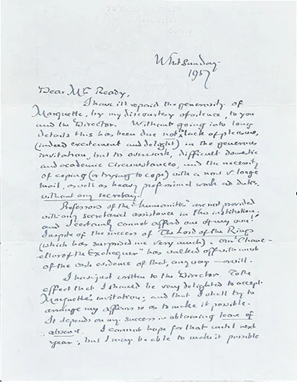 Carta a William Ready (9 de junio de 1957)