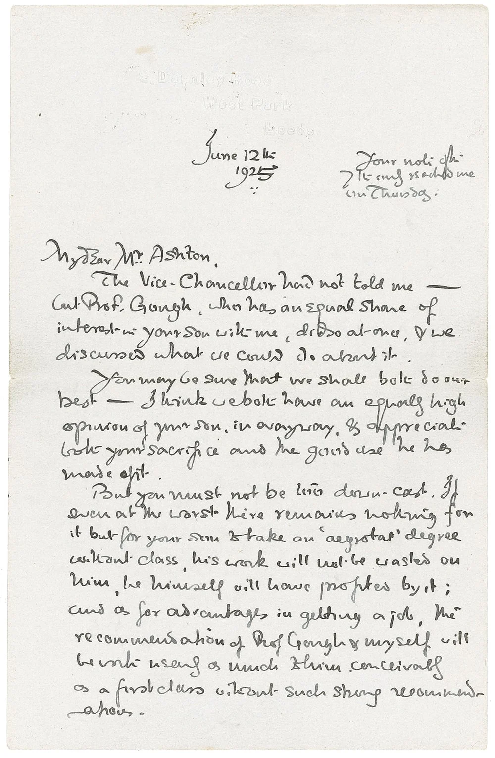 Carta al Sr. Ashton