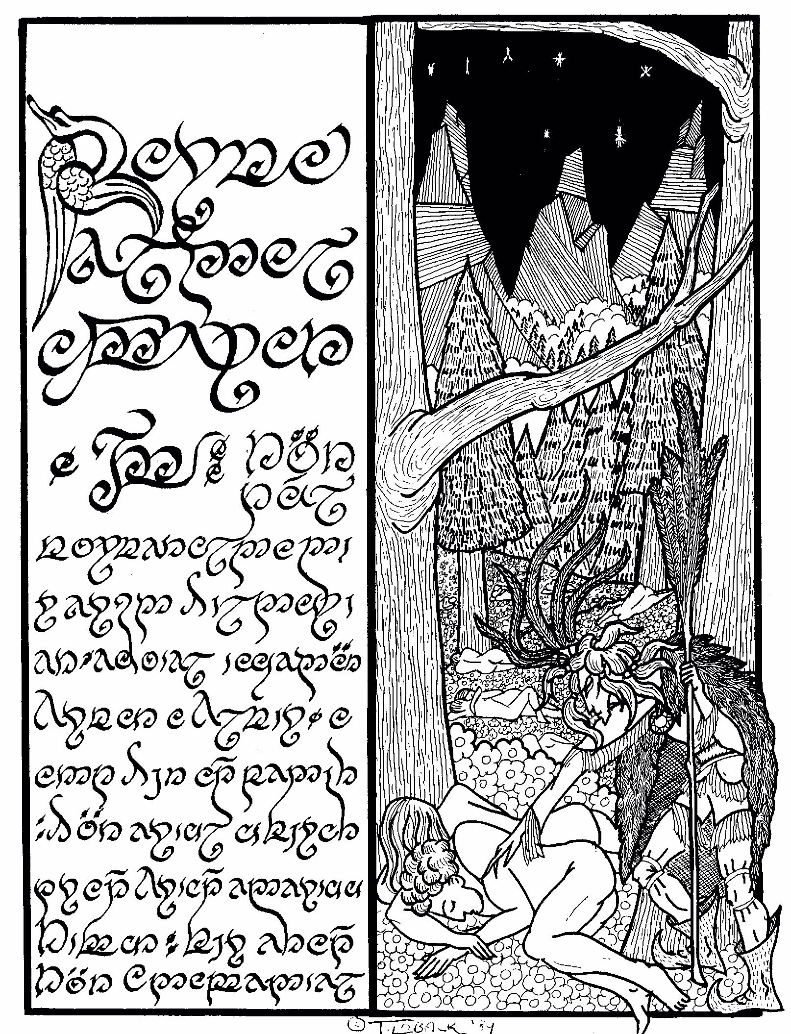 «Nuin, padre del lenguaje», de Tom Loback. Ilustración de la contraportada de *Parma Eldalamberon 10*.