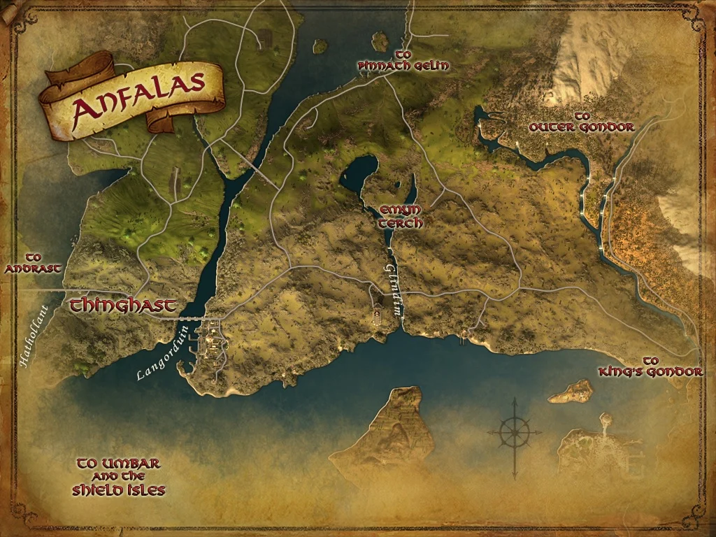 Mapa de Anfalas en El Señor de los Anillos Online
