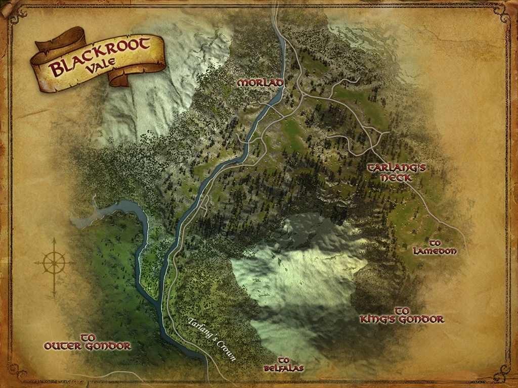 Mapa del Valle de la Raíz Negra en El Señor de los Anillos Online