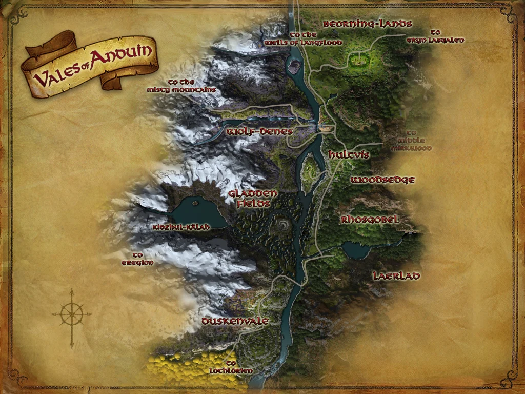 Mapa de los Valles del Anduin en El Señor de los Anillos Online