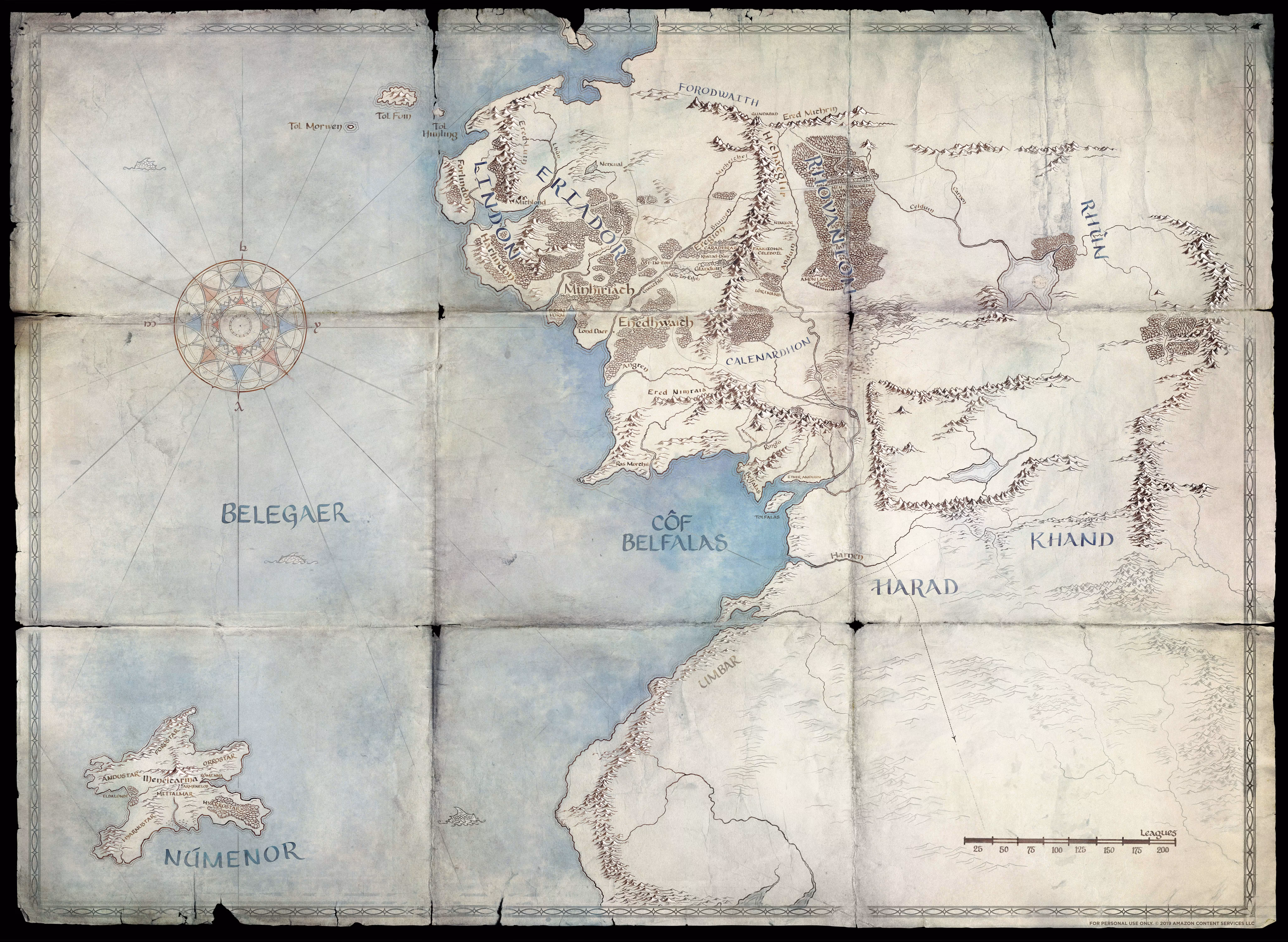 Cuarto mapa de la Tierra Media, publicado por Amazon el 6 de marzo de 2019