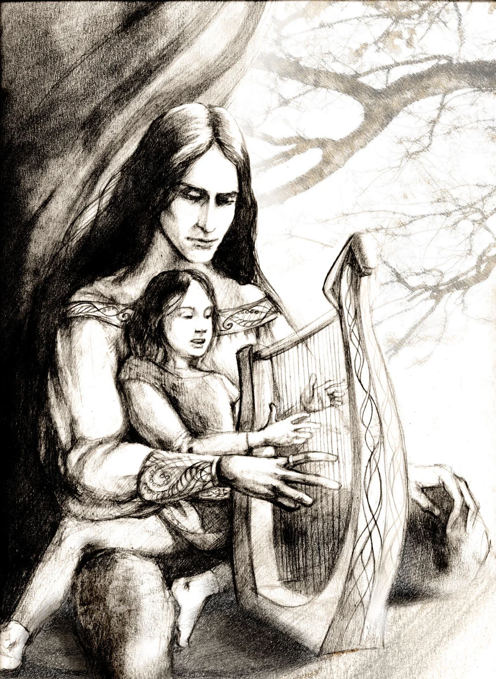 Maglor cría a Elrond. Ilustración de Tuuliky
