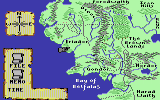 Las Tierras Occidentales en el juego (versión para Commodore 64)